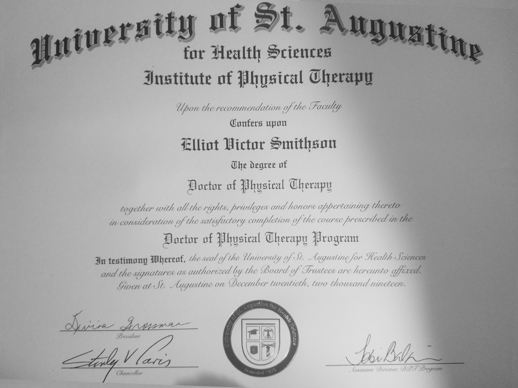 Elliot's Graduation Certificate