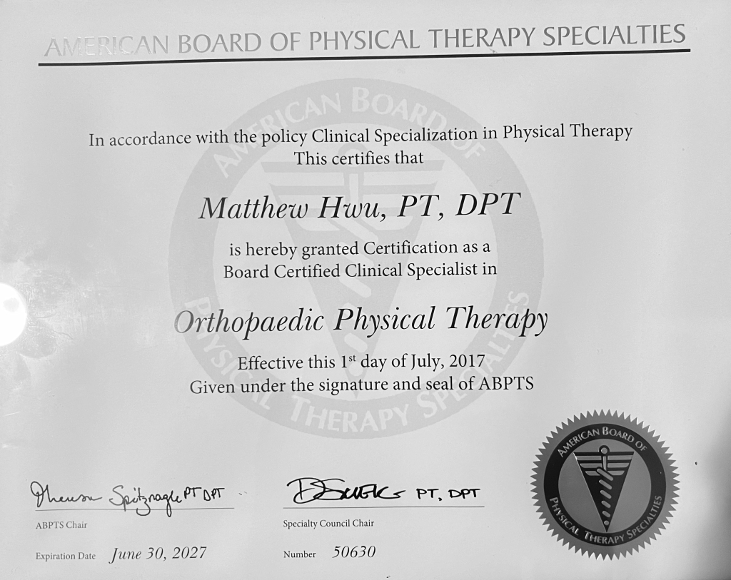 Matt's OCS Certificate