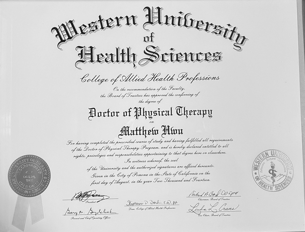 Matt's Graduation Certificate